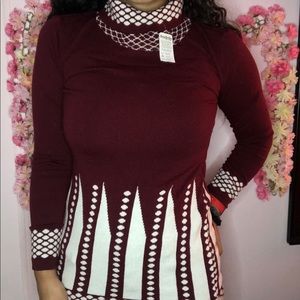 Danyelis Burgundy Turtle Neck Long Sleeve Shirt